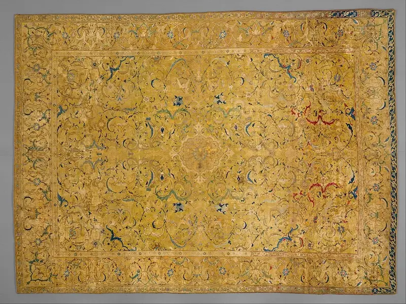 Antique Persian silk Tabriz rug with central medallion and intricate floral patterns